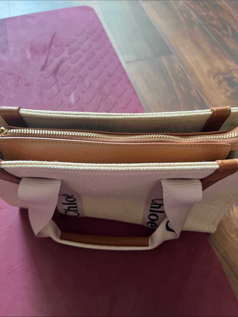 Chloé Cream Canvas Tote with Brown Trim and Logo Straps- new!! - Picture 10 of 11
